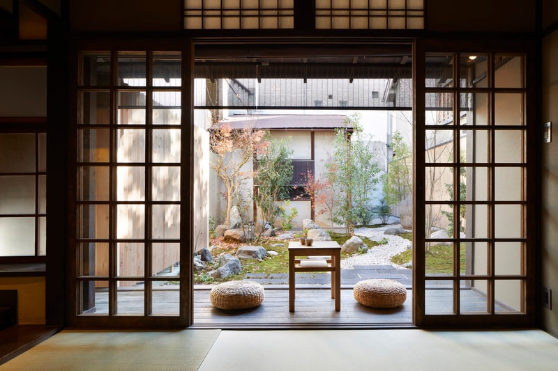 Guest House Blue Architecture Design Studio Kyoto Japan Wooden Interior Exterior Garden B.L.U.E. modern tradtional japanese interior inspiration