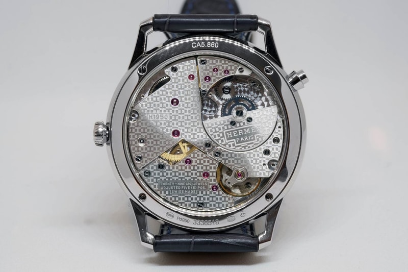 Hermes Slim d'Hermes GMT Watch Watches Palladium Slate Gray Silvered GMT Indicator Arabic Numerals Matte Graphite Alligator Strap Pin Buckle 30 Meters Water Resistant Releasing June 2018 $14,700 USD Inspiration