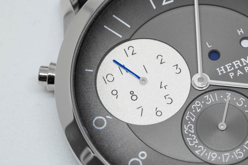 Hermes Slim d'Hermes GMT Watch Watches Palladium Slate Gray Silvered GMT Indicator Arabic Numerals Matte Graphite Alligator Strap Pin Buckle 30 Meters Water Resistant Releasing June 2018 $14,700 USD Inspiration