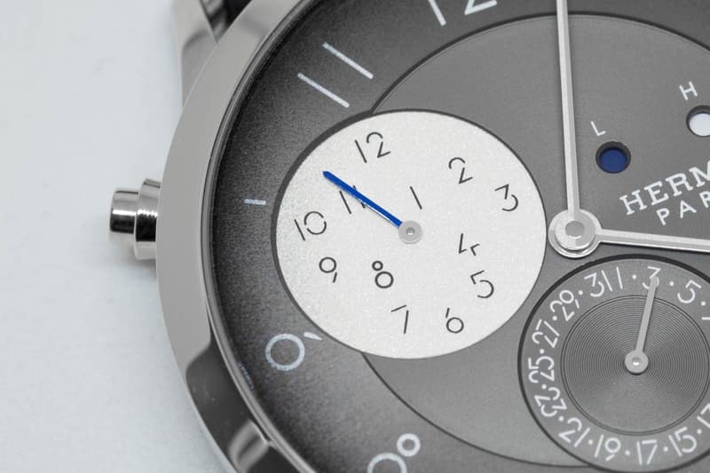 Hermes Slim d'Hermes GMT Watch Watches Palladium Slate Gray Silvered GMT Indicator Arabic Numerals Matte Graphite Alligator Strap Pin Buckle 30 Meters Water Resistant Releasing June 2018 $14,700 USD Inspiration