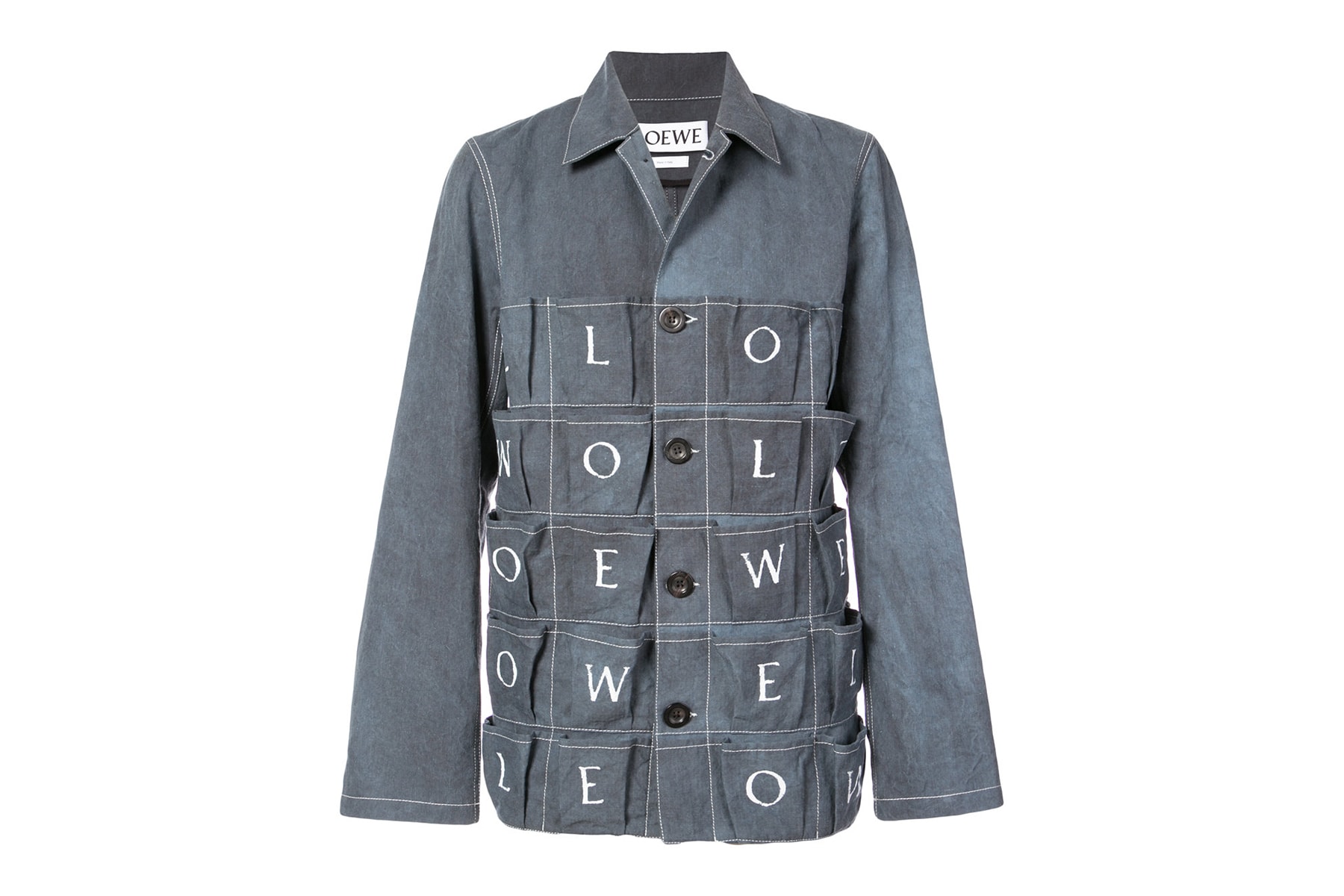 Loewe letters jacket Spring Summer 2018 cotton linen jonathon jw anderson collection shirt pockets
