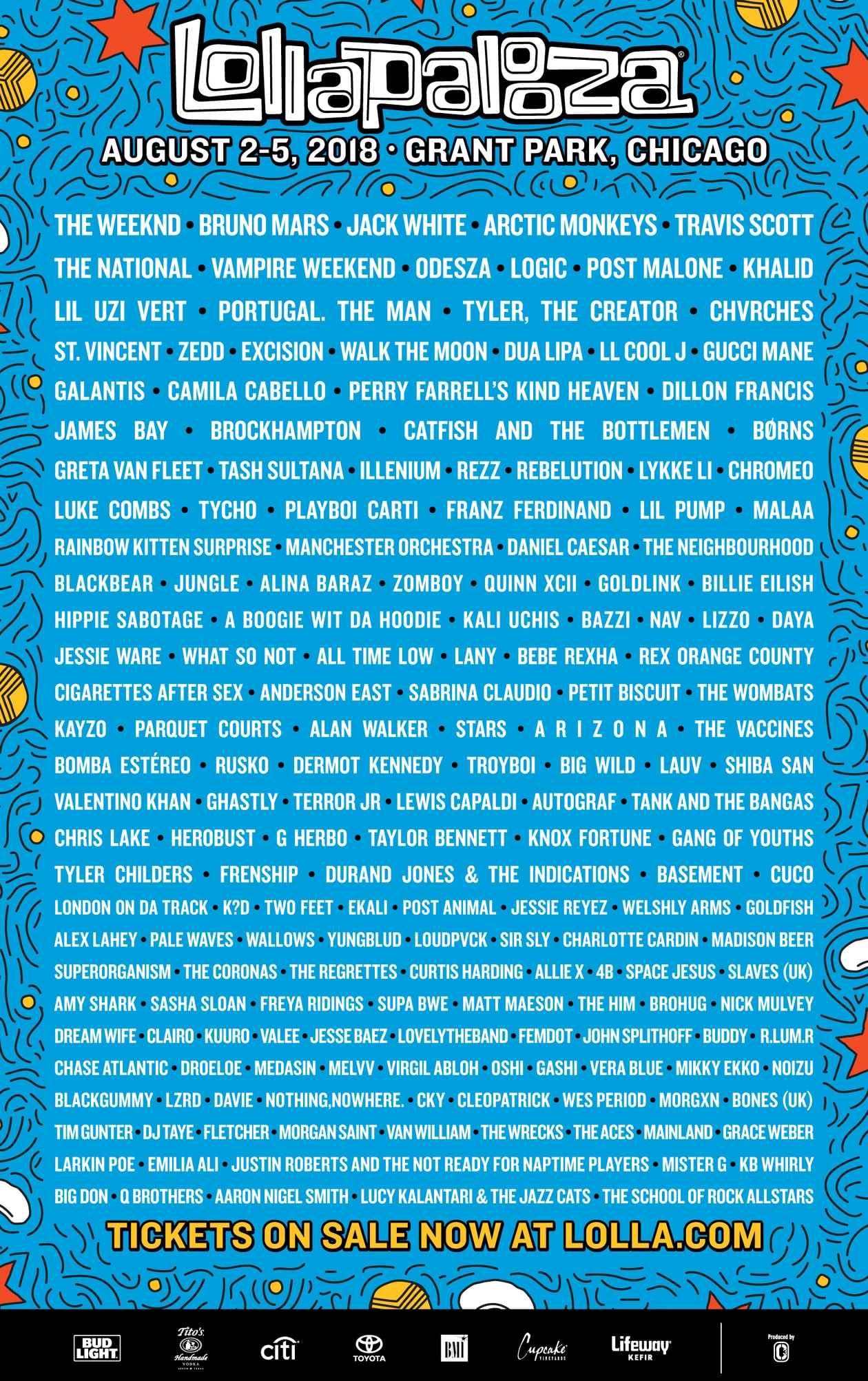 Lollapalooza 2018 Lineup The Weeknd Bruno Mars Travis Scott Jack White Arctic Monkeys grant park chicago august 2 5 2018
