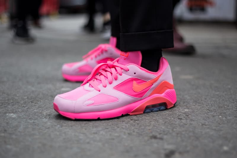 London Street Style March 2018 Footwear Round 1 Sneakers Shoes Trainers Kicks Levis x Nike Air Jordan 4 Navy Black Pigeon SB Dunk Low Sketchers Air Jordan 1 x Off-White White Virgil Abloh Yeezy Powerphase Black Bapestas Golf Le Fleurs Blue Pink Vetements Reebok Instapump Converse Fragment Sacai All Stars J.W. Anderson Converse Nike Lunar Force 1 Acronym 17 Nike Air Monarch