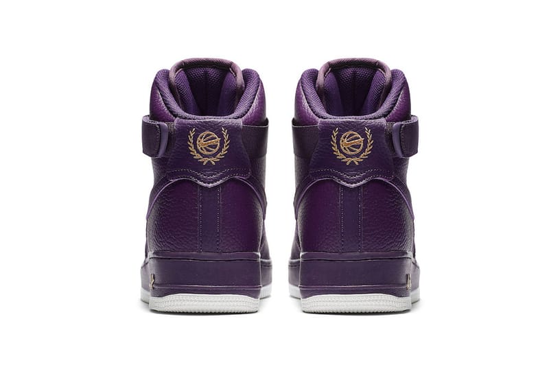 purple and gold air force ones