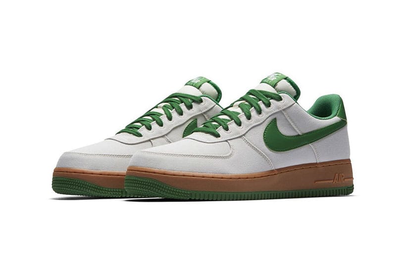 nike green air force 1 trainers with gum sole