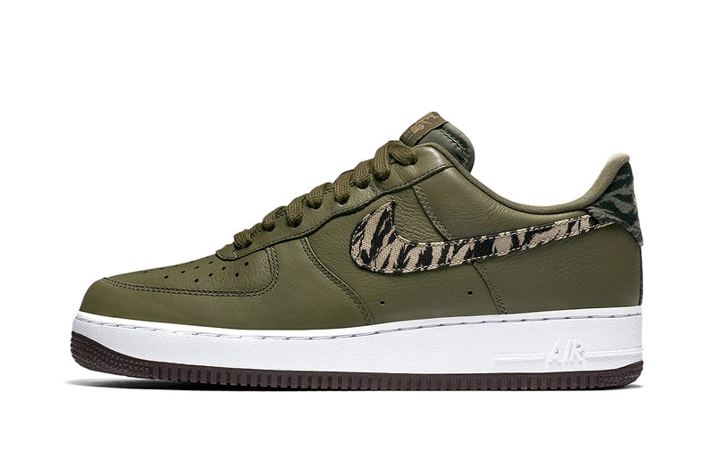 Nike Air Force 1 Low Safari Print Swoosh pattern olive black