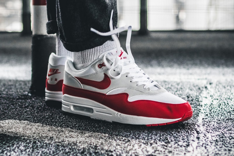 Nike Air Max 1 Anniversary Air Max Day 2018 Release University Red White Neutral Grey Black