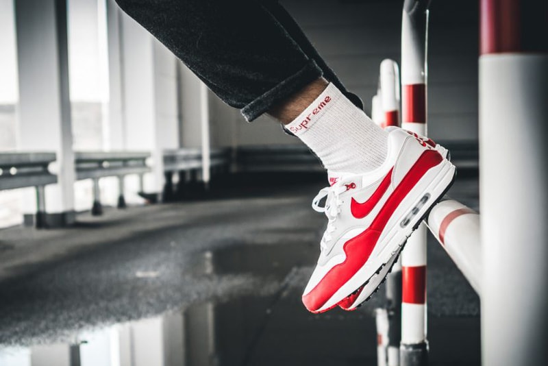Nike Air Max 1 Anniversary Air Max Day 2018 Release University Red White Neutral Grey Black