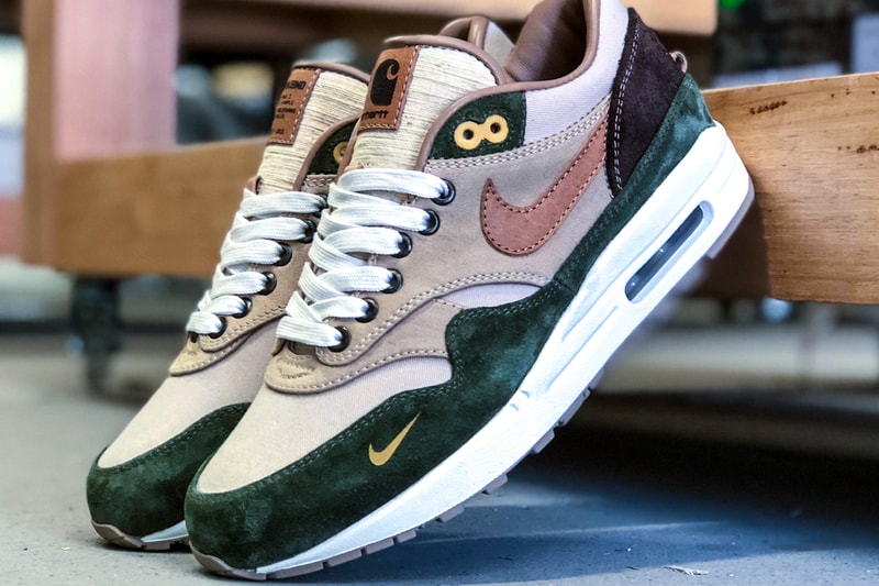 nike air max 1 duck canvas carhartt bespokeind custom sneakers footwear shoes