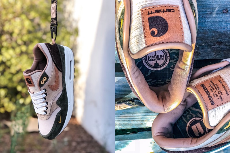 nike air max 1 duck canvas carhartt bespokeind custom sneakers footwear shoes
