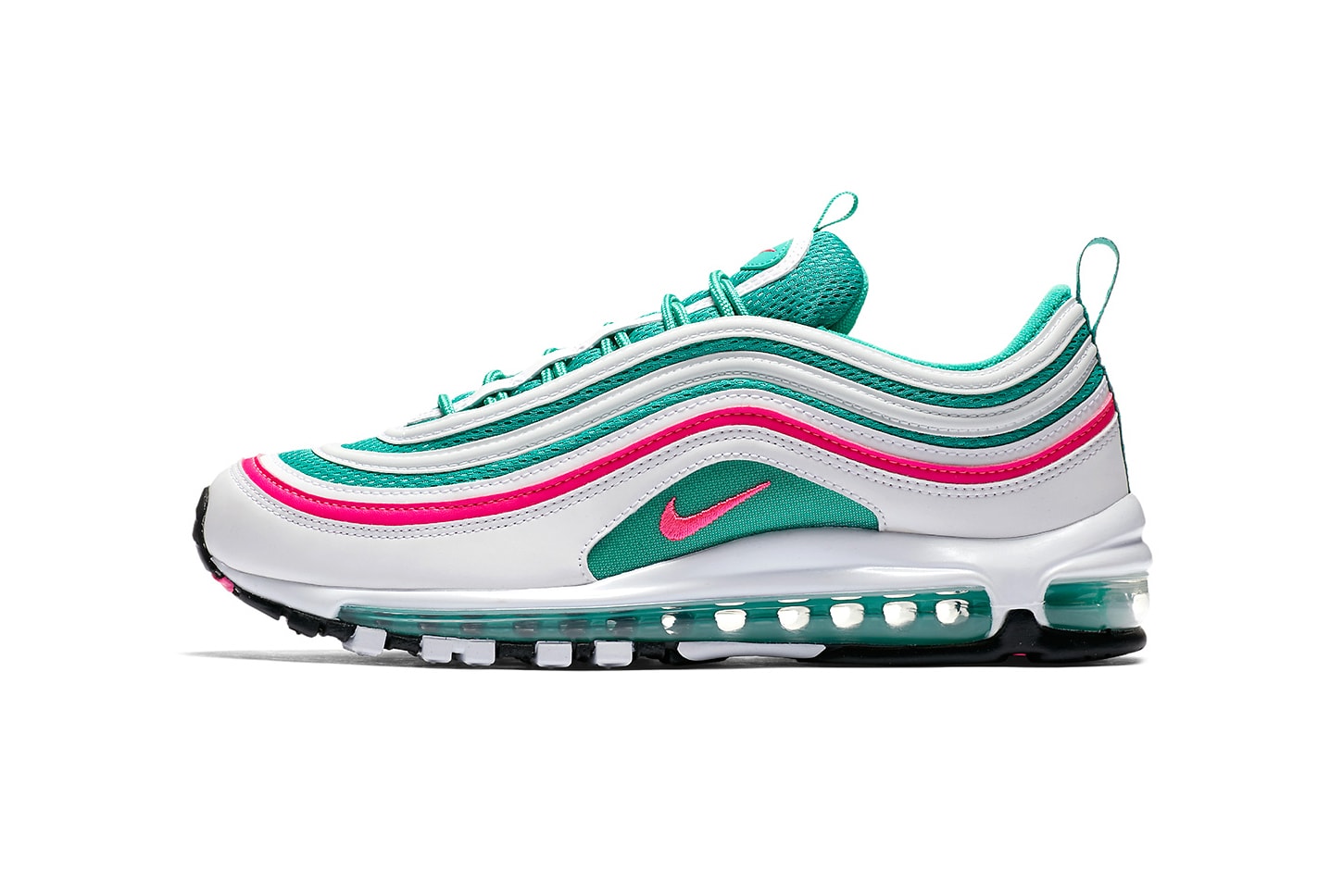 Nike Air Max 97 South Beach White Pink Blast Kinetic Green Black 921826 102 march 31 2018 release date info drop sneakers shoes footwear