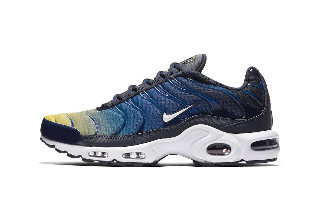 blue and yellow air max plus