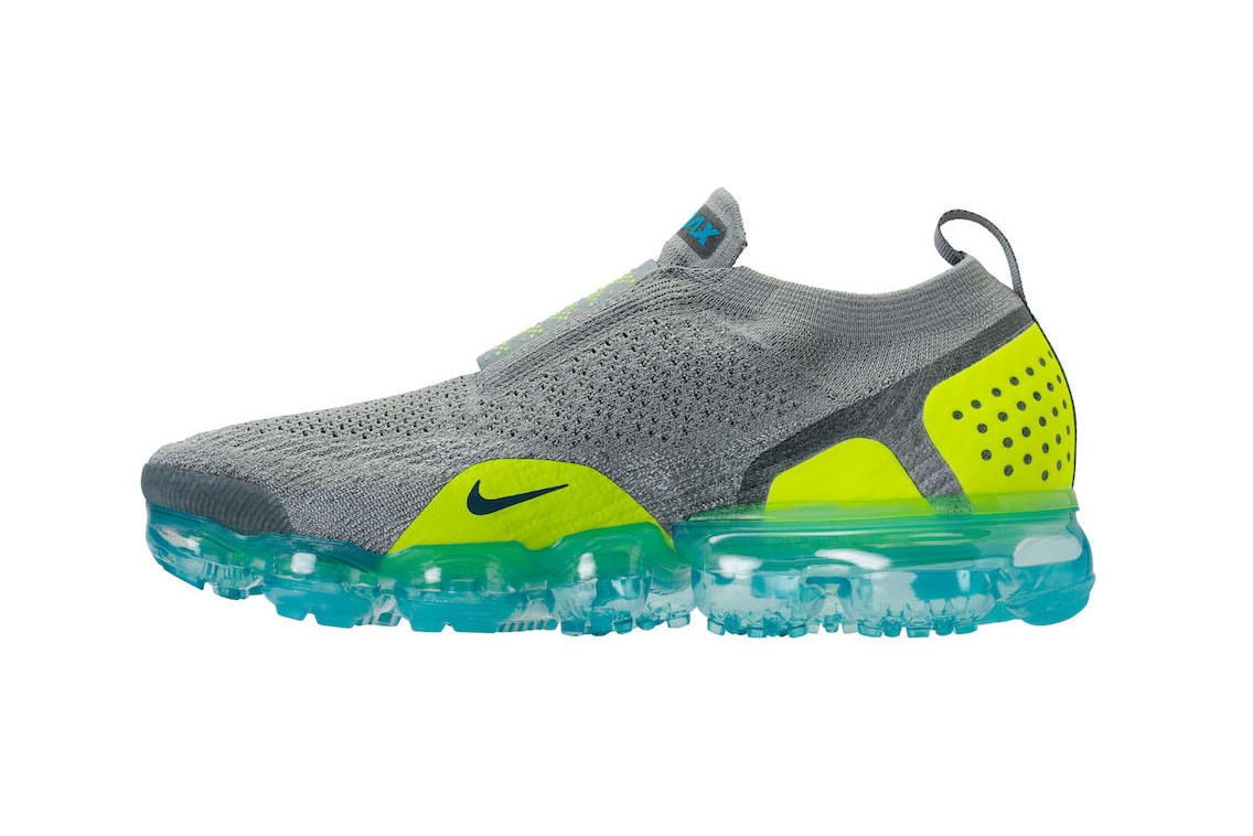 Nike Air VaporMax Moc Flyknit 2.0 Mica Green Volt-Neo Turquoise Moon ParticleSolar Red-Indigo Burst release info
