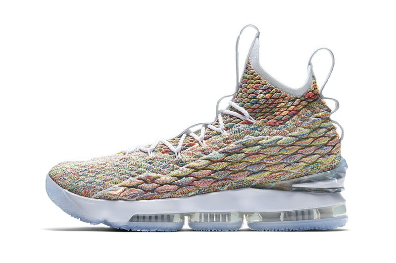 Nike LeBron 15 Fruity Pebbles Official Images LeBron James Nike Basketball Release Info Date Drops March 30 April 12 white trim black trim