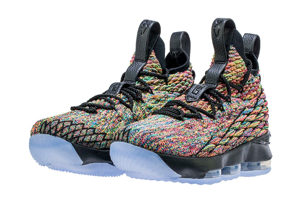 Nike LeBron 15 Fruity Pebbles Official Images LeBron James Nike Basketball Release Info Date Drops March 30 April 12 white trim black trim