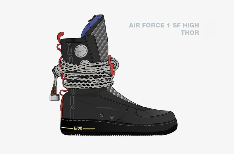 Marvel Avengers Nike Sneaker Concepts spiderman thor black panther groot
