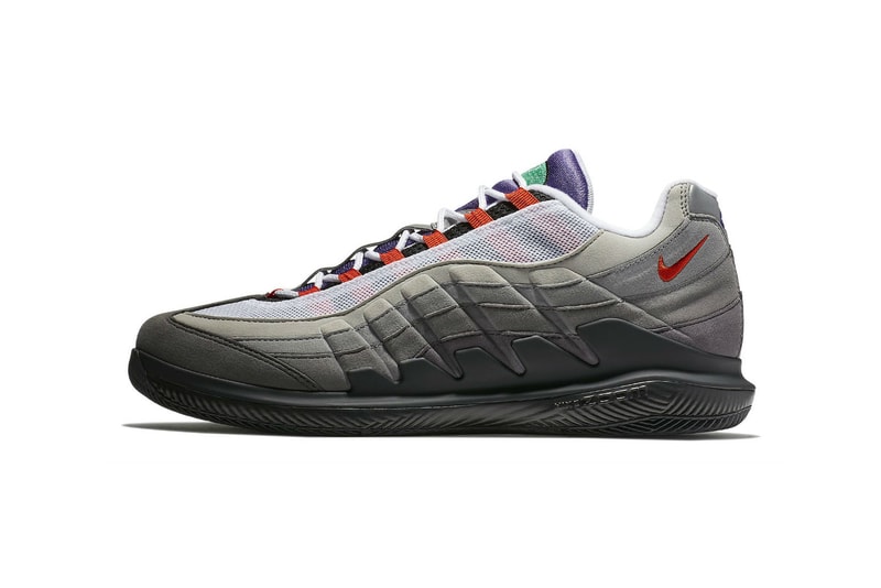 NikeCourt Vapor RF Air Max 95 Greedy hyrbrid nike roger federer 2018 march 20 release date info drop sneakers shoes footwear volt safety orange AO8759 077​