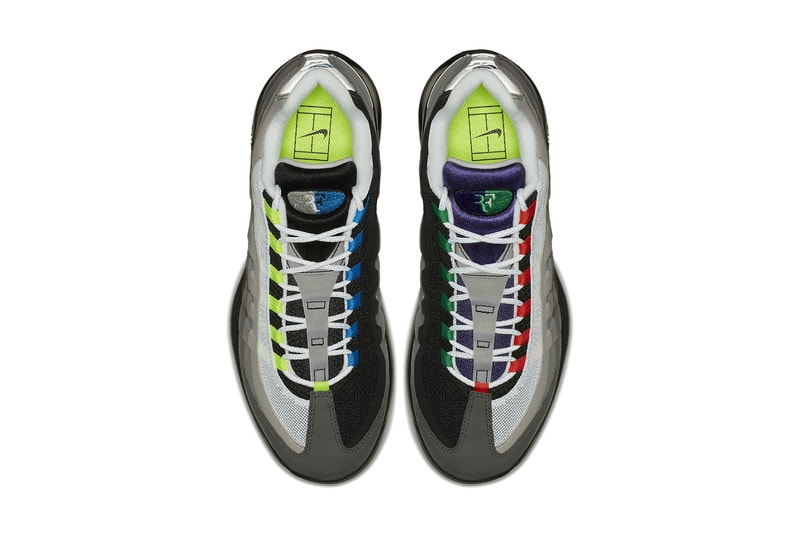 NikeCourt Vapor RF Air Max 95 Greedy hyrbrid nike roger federer 2018 march 20 release date info drop sneakers shoes footwear volt safety orange AO8759 077​