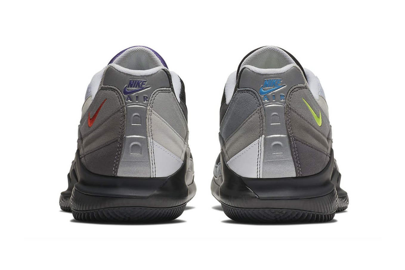 NikeCourt Vapor RF Air Max 95 Greedy hyrbrid nike roger federer 2018 march 20 release date info drop sneakers shoes footwear volt safety orange AO8759 077​