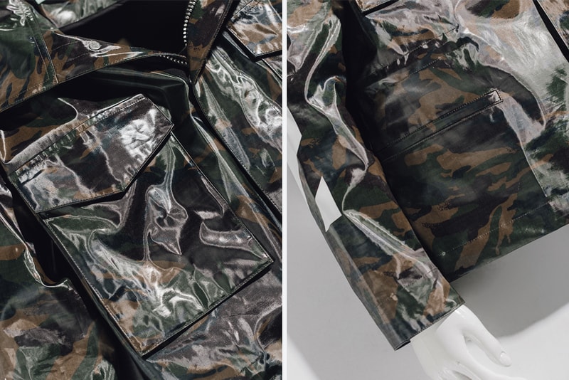 Off-White Virgil Abloh Spring Summer 2018 Jacket Release Diagonal M65 Camo Jacket Navy Glossy Velcro Coat