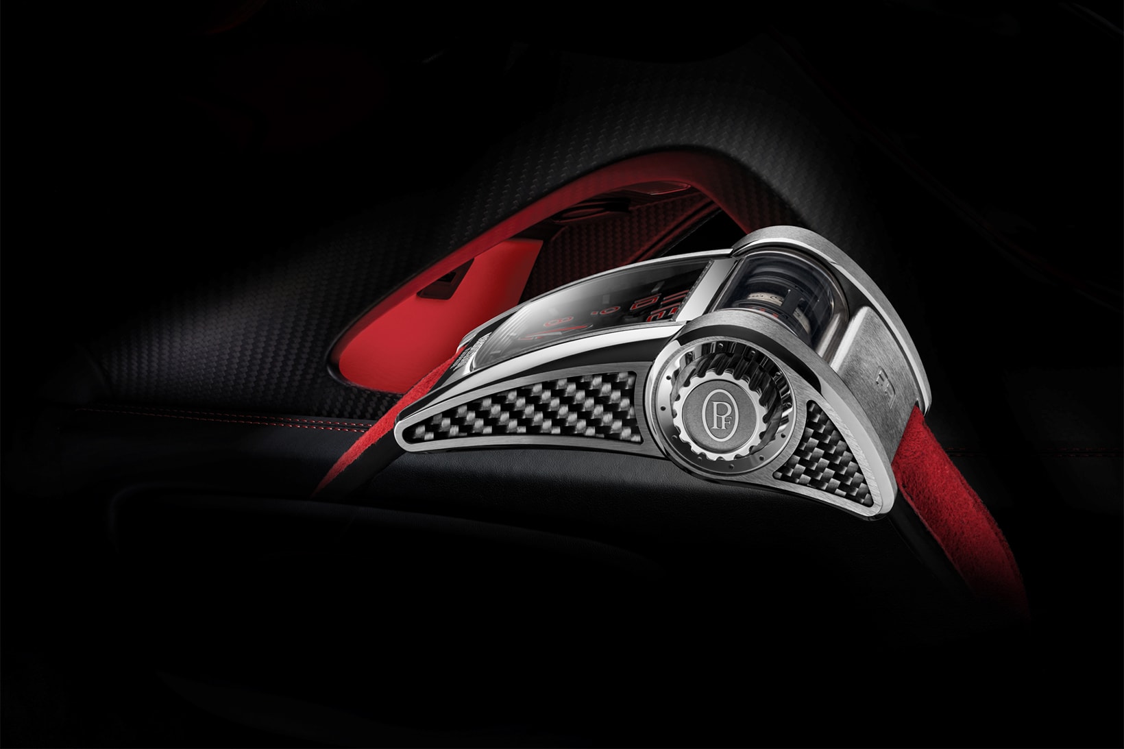 Parmigiani Fleurier's Bugatti Chiron Sport Type 390 watch red black customizable luxury geneva motor show