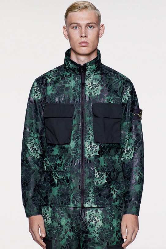 Stone Island Spring Summer 2018 Alligator Camo Patch Olive Green Tan Military Tops Bottoms