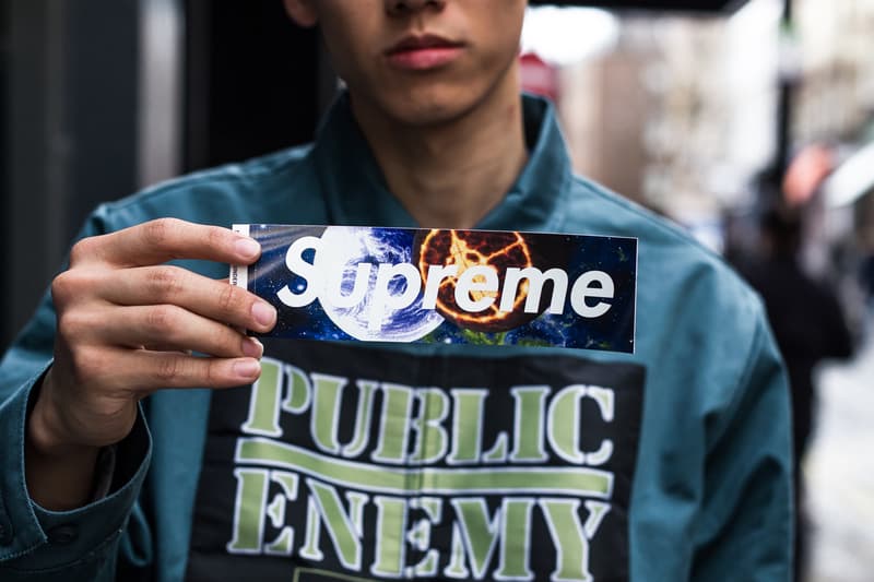 Street Style Supreme UNDERCOVER Public Enemy Streetsnaps Supreme Soho Store London Drop Fear of a Black Planet Fight the Power Chuck D Flava Flav Work Jacket Puffa Jacket