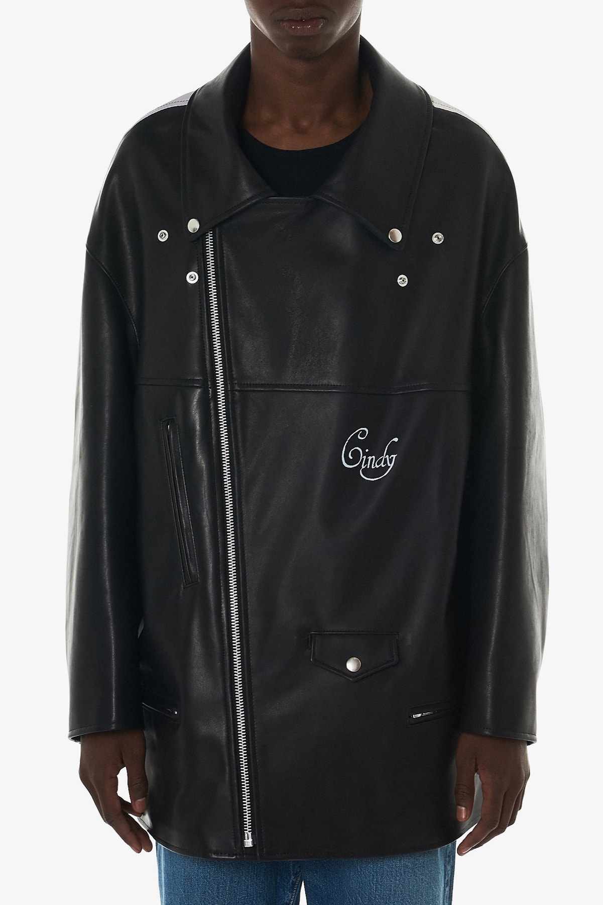 UNDERCOVER cindy sherman leather coat jacket asymmetric zipper print oversized spring summer 2018