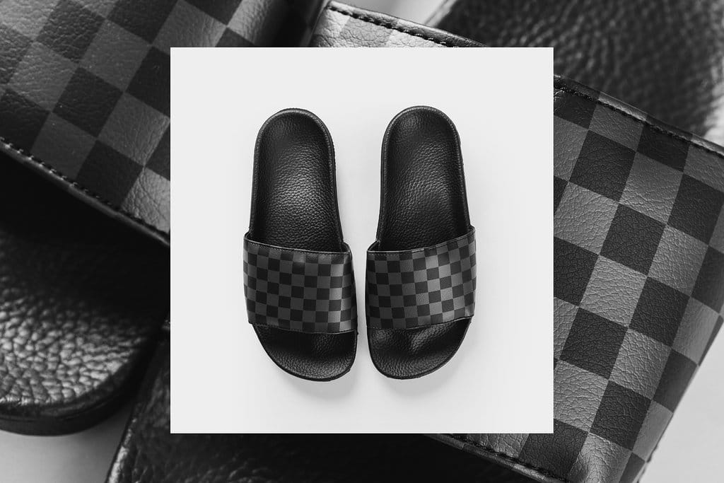 Vans Black \u0026 White Checkerboard Slides 