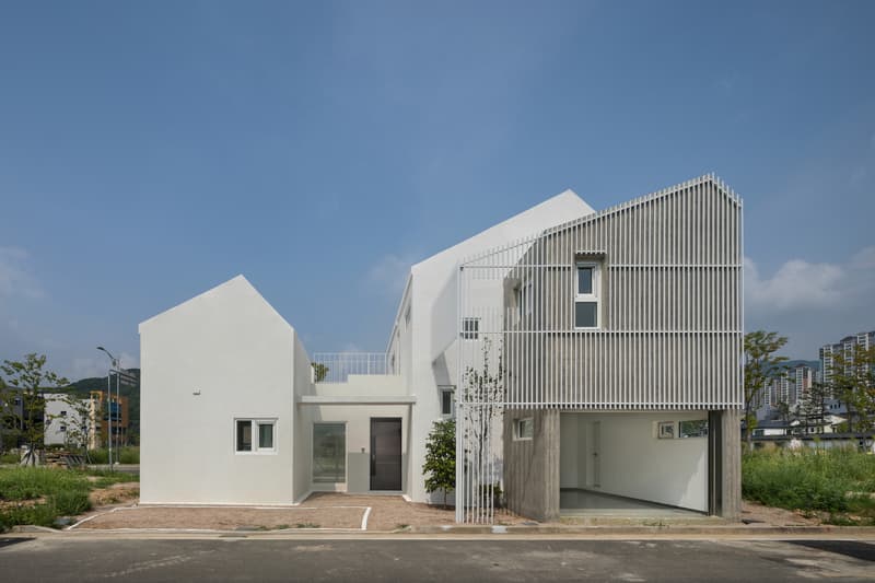 Architects Group RAUM Yangsan Eorinjip South Korea Homes Houses Interior Exterior Modern White Design Wooden Decking Compartments Architecture Inspiration