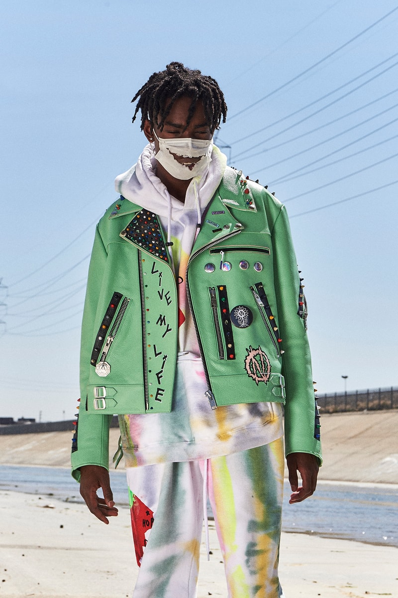 99%IS Bajowoo h lorenzo pop up custom painted leather jacket limited drop release april 12 2018 los angeles california black tan