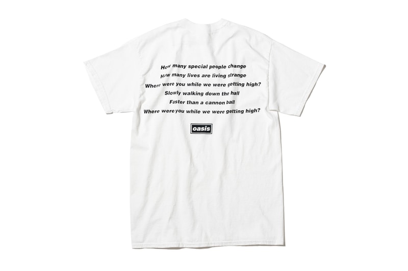 Oasis ADAM ET ROPÉ tee shirt collaboration collection liam gallagher wonderwall japan exclusive sony music publishing Champagne Supernova Don’t Look Back in Anger Live Forever Supersonic