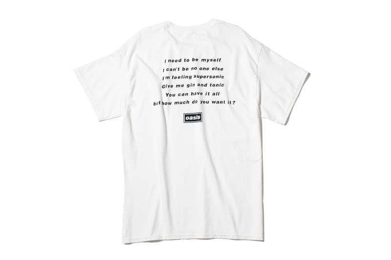 Oasis ADAM ET ROPÉ tee shirt collaboration collection liam gallagher wonderwall japan exclusive sony music publishing Champagne Supernova Don’t Look Back in Anger Live Forever Supersonic