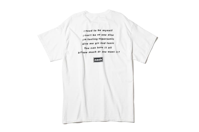 Oasis ADAM ET ROPÉ tee shirt collaboration collection liam gallagher wonderwall japan exclusive sony music publishing Champagne Supernova Don’t Look Back in Anger Live Forever Supersonic