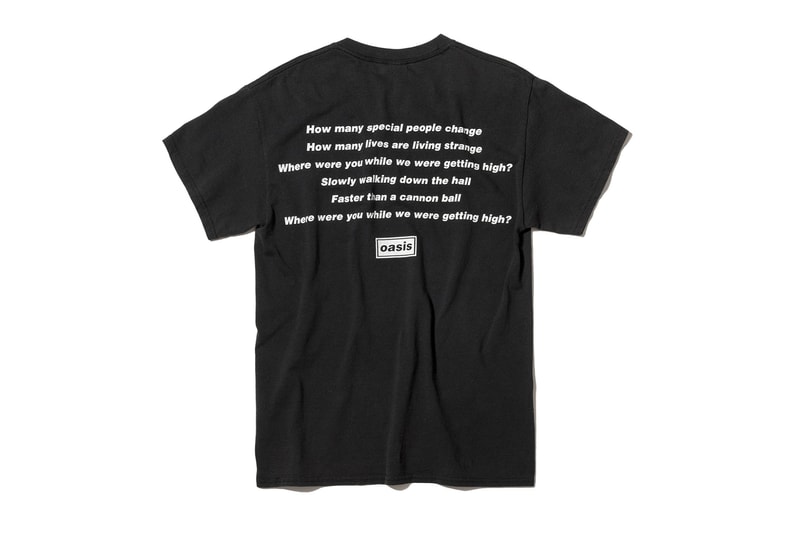 Oasis ADAM ET ROPÉ tee shirt collaboration collection liam gallagher wonderwall japan exclusive sony music publishing Champagne Supernova Don’t Look Back in Anger Live Forever Supersonic