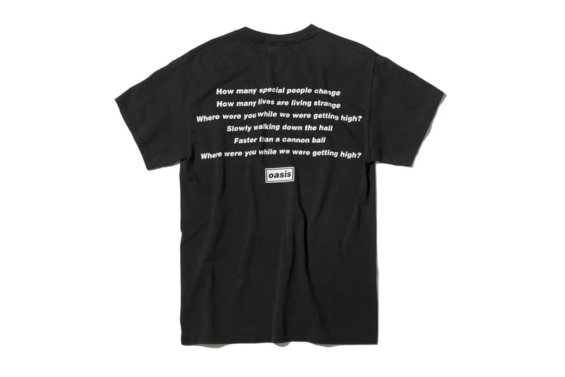 Oasis ADAM ET ROPÉ tee shirt collaboration collection liam gallagher wonderwall japan exclusive sony music publishing Champagne Supernova Don’t Look Back in Anger Live Forever Supersonic