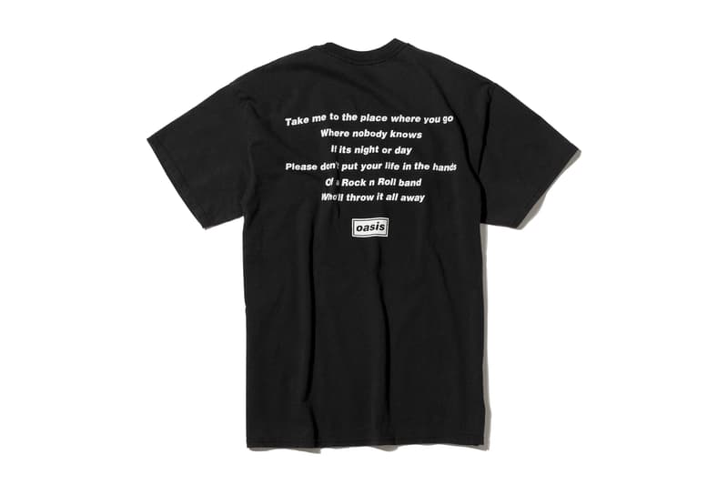 Oasis ADAM ET ROPÉ tee shirt collaboration collection liam gallagher wonderwall japan exclusive sony music publishing Champagne Supernova Don’t Look Back in Anger Live Forever Supersonic