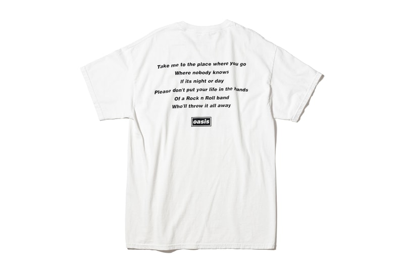 Oasis ADAM ET ROPÉ tee shirt collaboration collection liam gallagher wonderwall japan exclusive sony music publishing Champagne Supernova Don’t Look Back in Anger Live Forever Supersonic