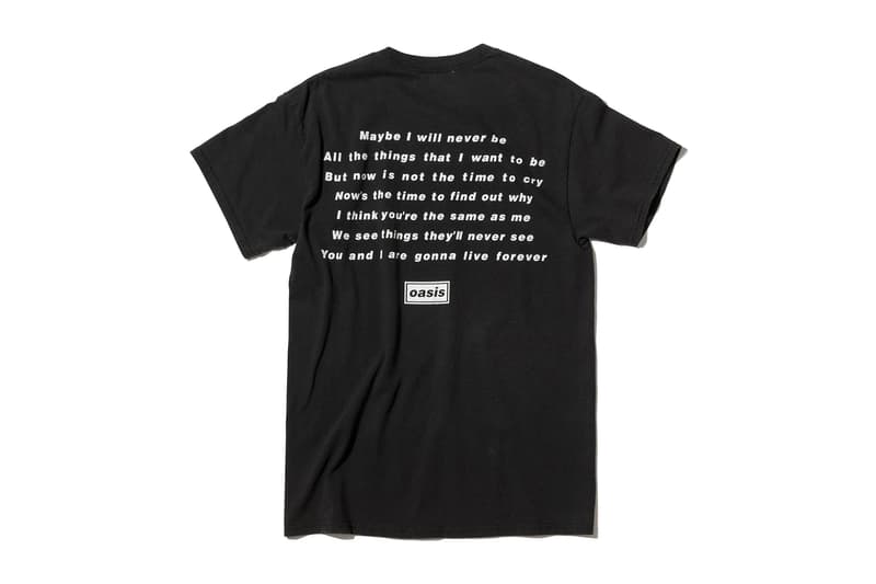 Oasis ADAM ET ROPÉ tee shirt collaboration collection liam gallagher wonderwall japan exclusive sony music publishing Champagne Supernova Don’t Look Back in Anger Live Forever Supersonic