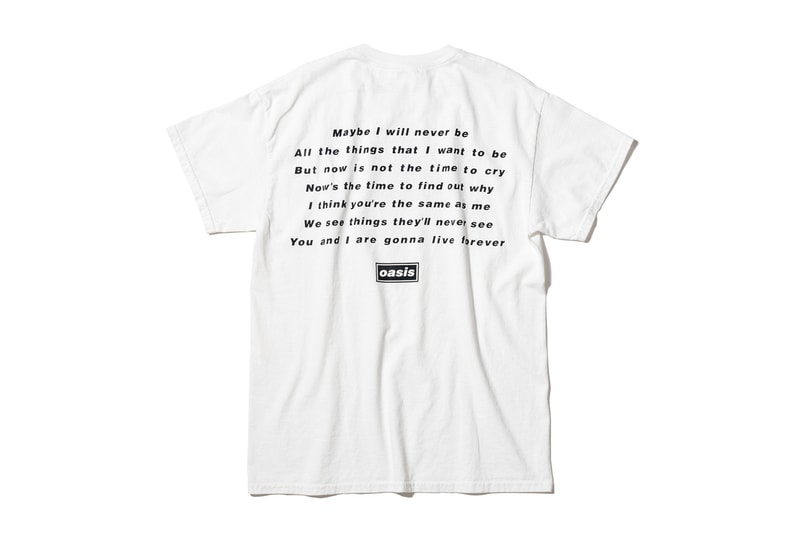 Oasis ADAM ET ROPÉ tee shirt collaboration collection liam gallagher wonderwall japan exclusive sony music publishing Champagne Supernova Don’t Look Back in Anger Live Forever Supersonic
