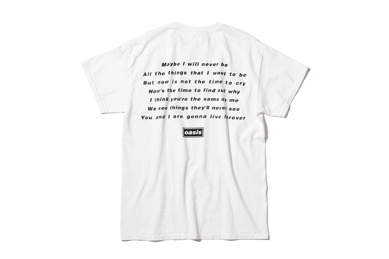 Oasis ADAM ET ROPÉ tee shirt collaboration collection liam gallagher wonderwall japan exclusive sony music publishing Champagne Supernova Don’t Look Back in Anger Live Forever Supersonic