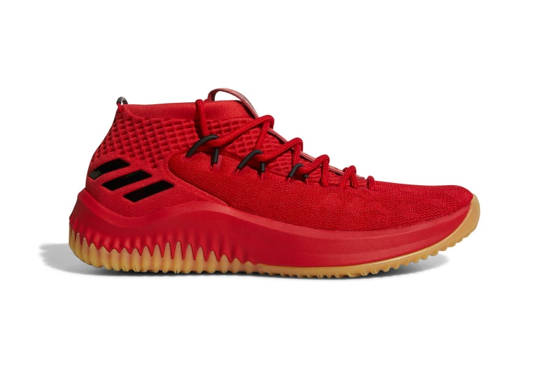 adidas Dame 4 Juvenile 400 Degreez Rapper Basketball Red Suede Gum Rubber