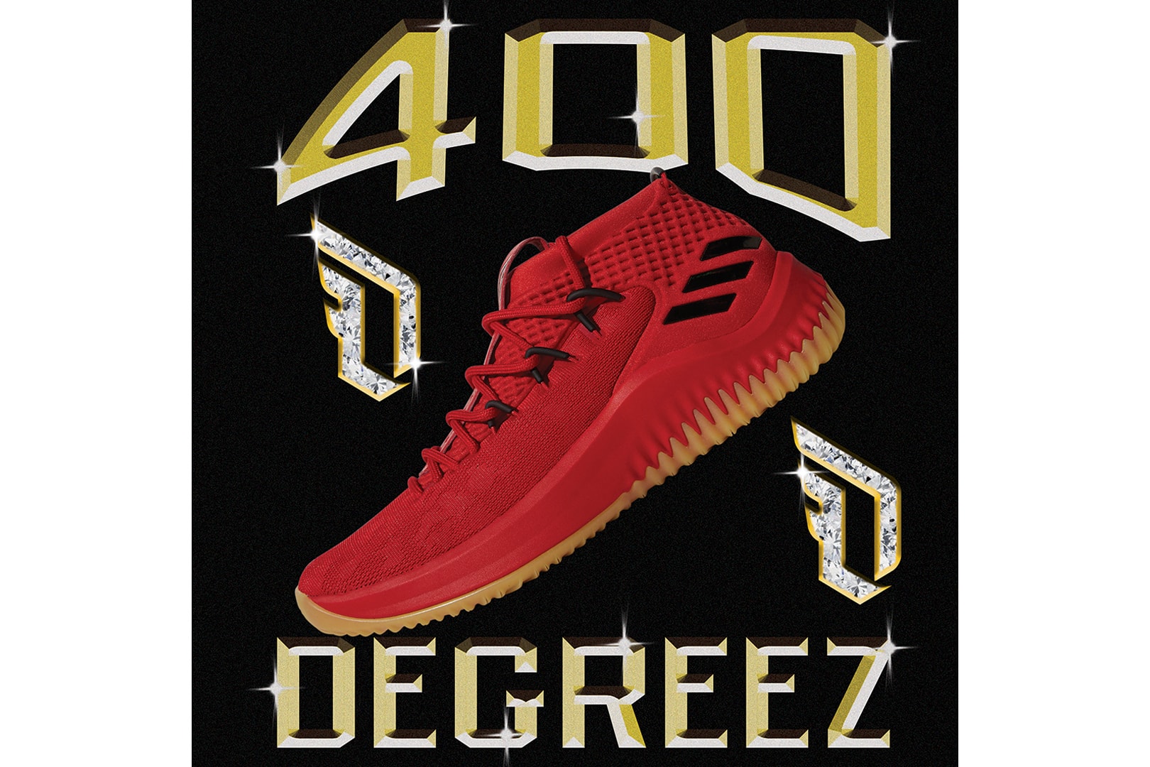 adidas Dame 4 Juvenile 400 Degreez Rapper Basketball Red Suede Gum Rubber