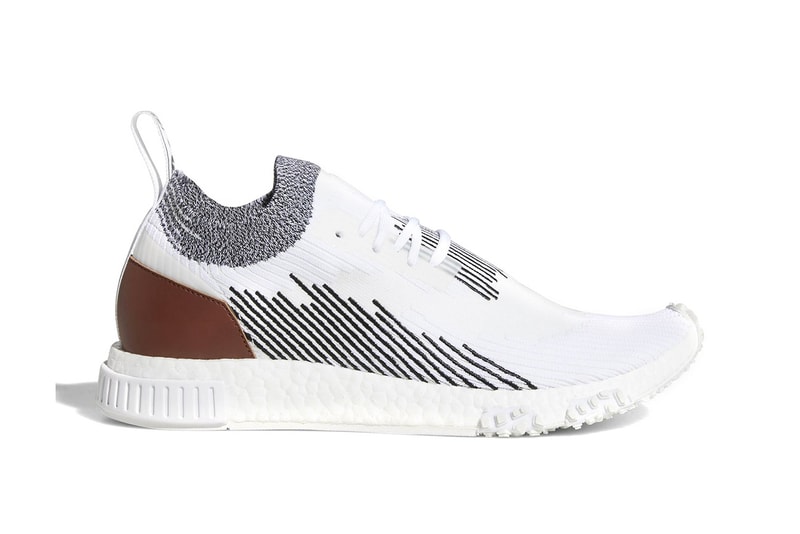 adidas NMD Racer leather heel patch Whitaker Car Club white black footwear sneakers