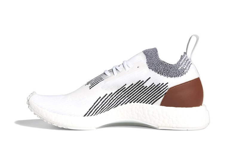 adidas NMD Racer leather heel patch Whitaker Car Club white black footwear sneakers