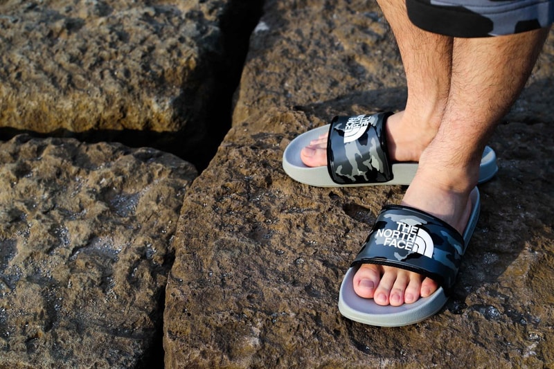 atmos The North Face Base Camp Slide II collection sandals camo camouflage april 21 2018 release date info drop footwear collaboration colorways