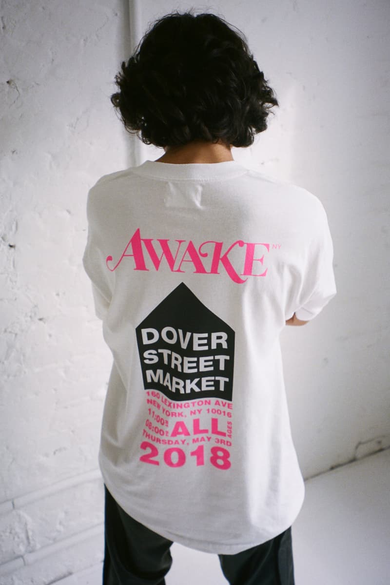 Awake NY Dover Street Market Spring Summer 2018 Drop SS18 tee shirt collaboration collection debut release installation may 3 limited edition co branding angelo baque