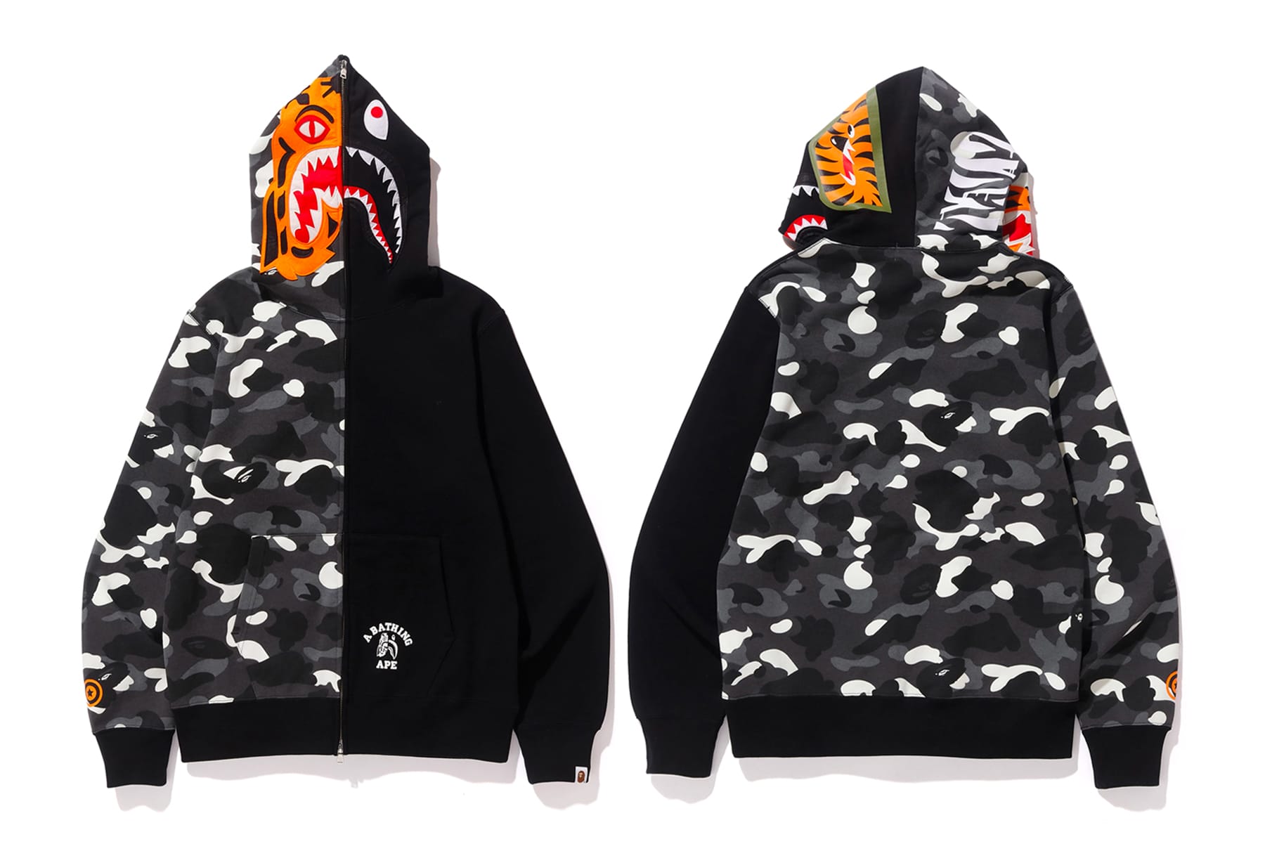 bape tiger hoodie black