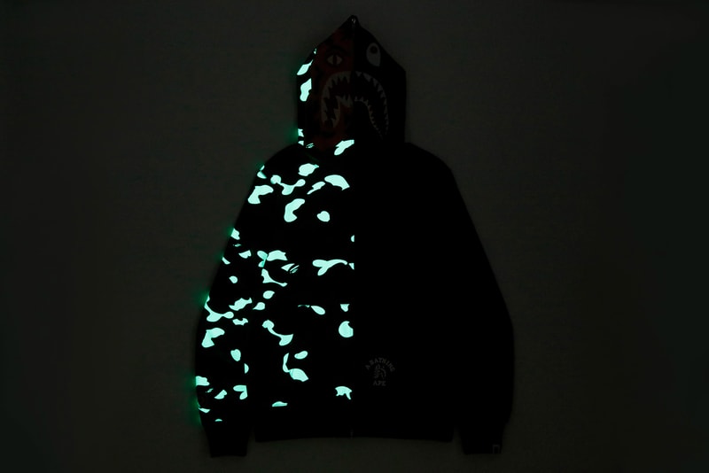 BAPE A Bathing Ape Tiger Shark Collection Spring/Summer 2018 hoodies glow in the dark