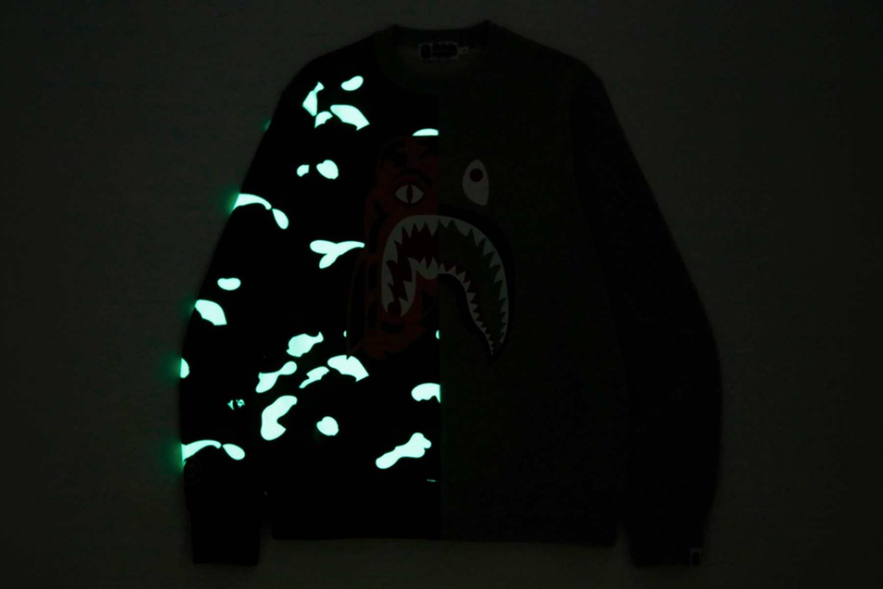 BAPE A Bathing Ape Tiger Shark Collection Spring/Summer 2018 hoodies glow in the dark